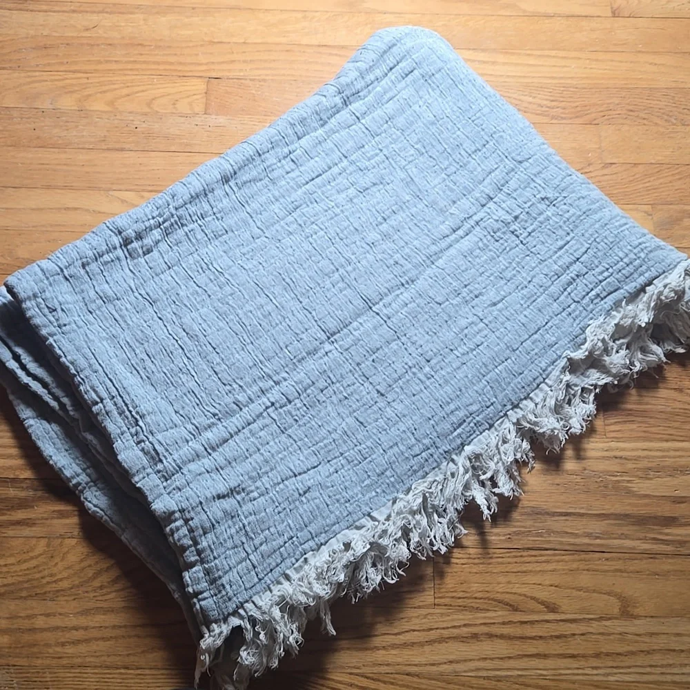 Piscatextil 100% Cotton Made In Portugal blue white gauzy airy 48x72